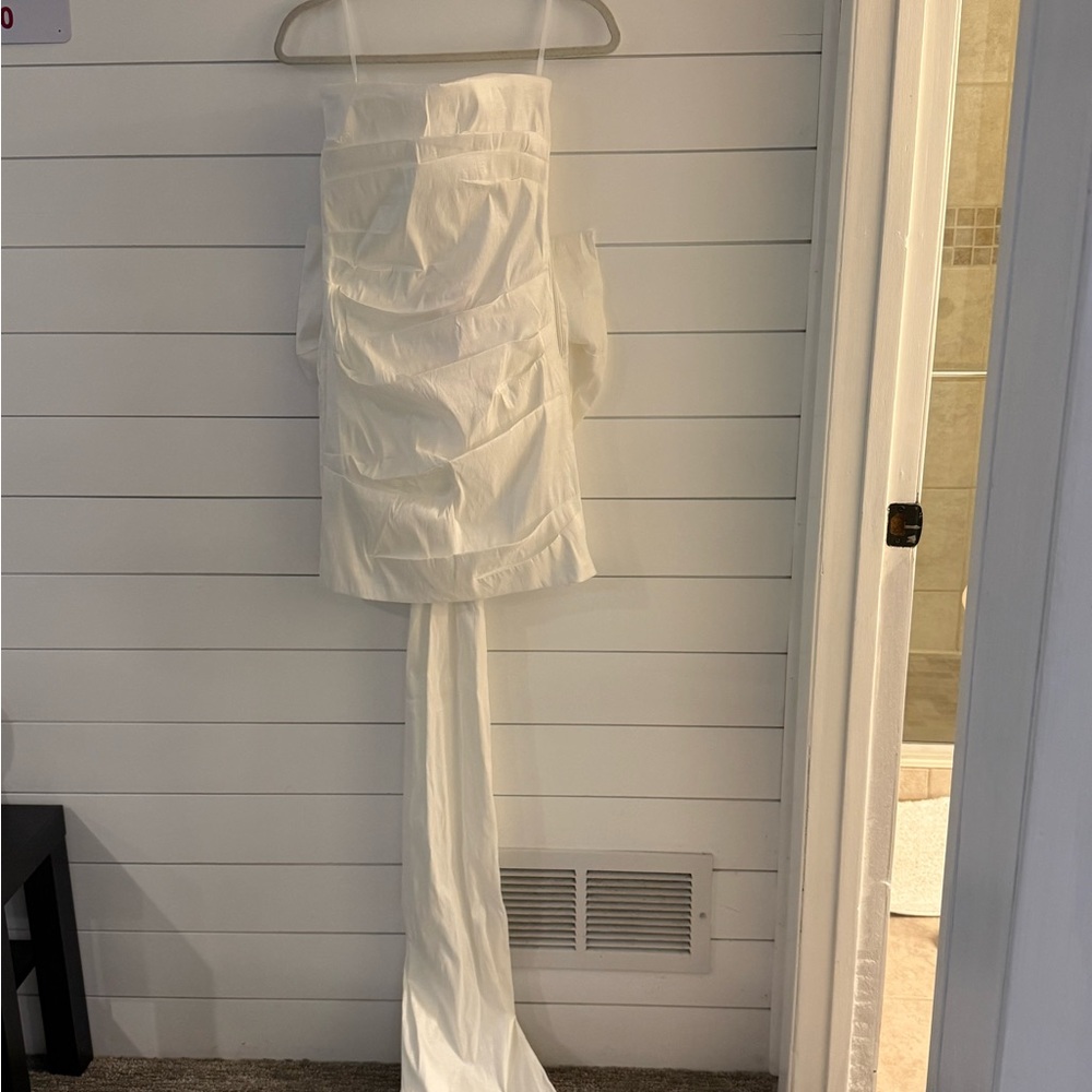 Betsey Johnson White Strapless Ruched Mini Dress - Picture 4 of 12